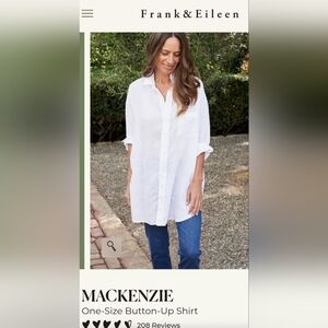 FRANK & EILEEN Mackenzie Italian White Linen Oversized Shirt O/S